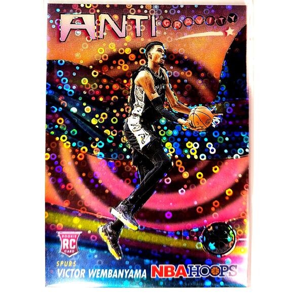 2023-24 NBA Hoops Premium Stock Anti-Gravity VICTOR WEMBANYAMA #5 Red Disco /99 - Picture 1 of 3